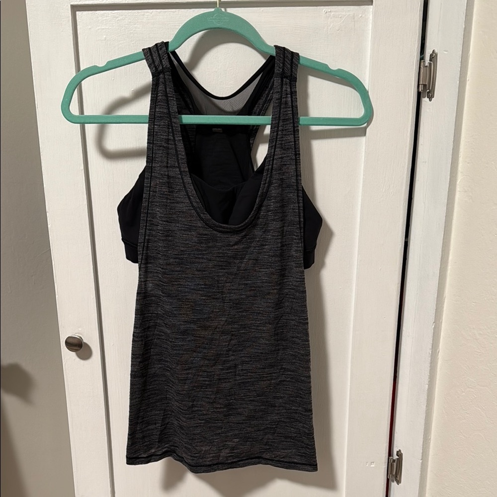 Lululemon Black/Gray Tank with Built in Bra Shelf 8